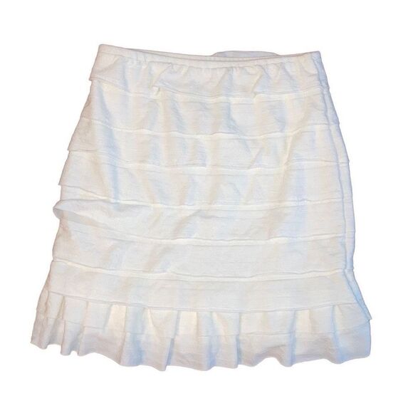 Y2K Max Studio Size XS White Tiered Mini Ruffle Layer Skirt Bohemian Western - Picture 2 of 3